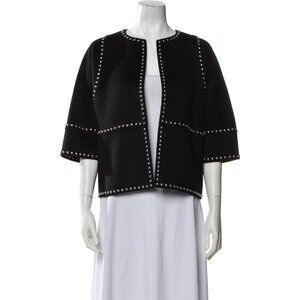 MICHAEL KORS COLLECTION~Black VIrgin Wool Cashmere Studded Open Blazer Jacket